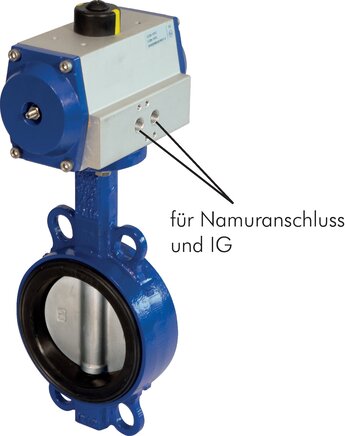 Exemplary representation: Interim flange damper with pneumatic rotary actuator