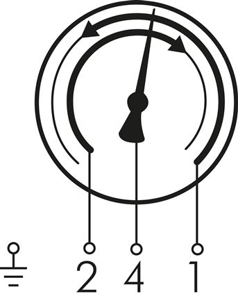 Schematic symbol: Double contact no. 12: The 1st contact closes, the 2nd contact opens when the respective setpoint value is exceeded