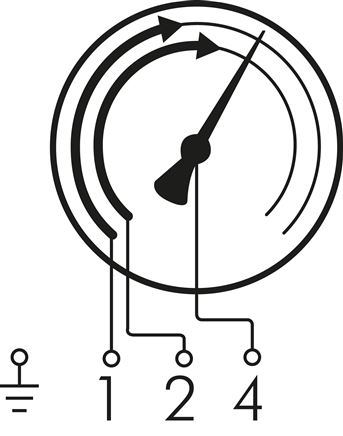 Schematic symbol: Double contact no. 22: The 1st and 2nd contacts open when the respective setpoint value is exceeded